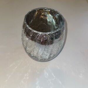 5" Silver Mercury Crackle Glass Bowl Flower Vase for Home Decor Center Table